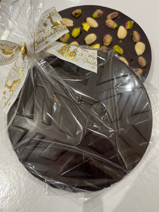 Tablette flocon chocolat noir pistaches amandes